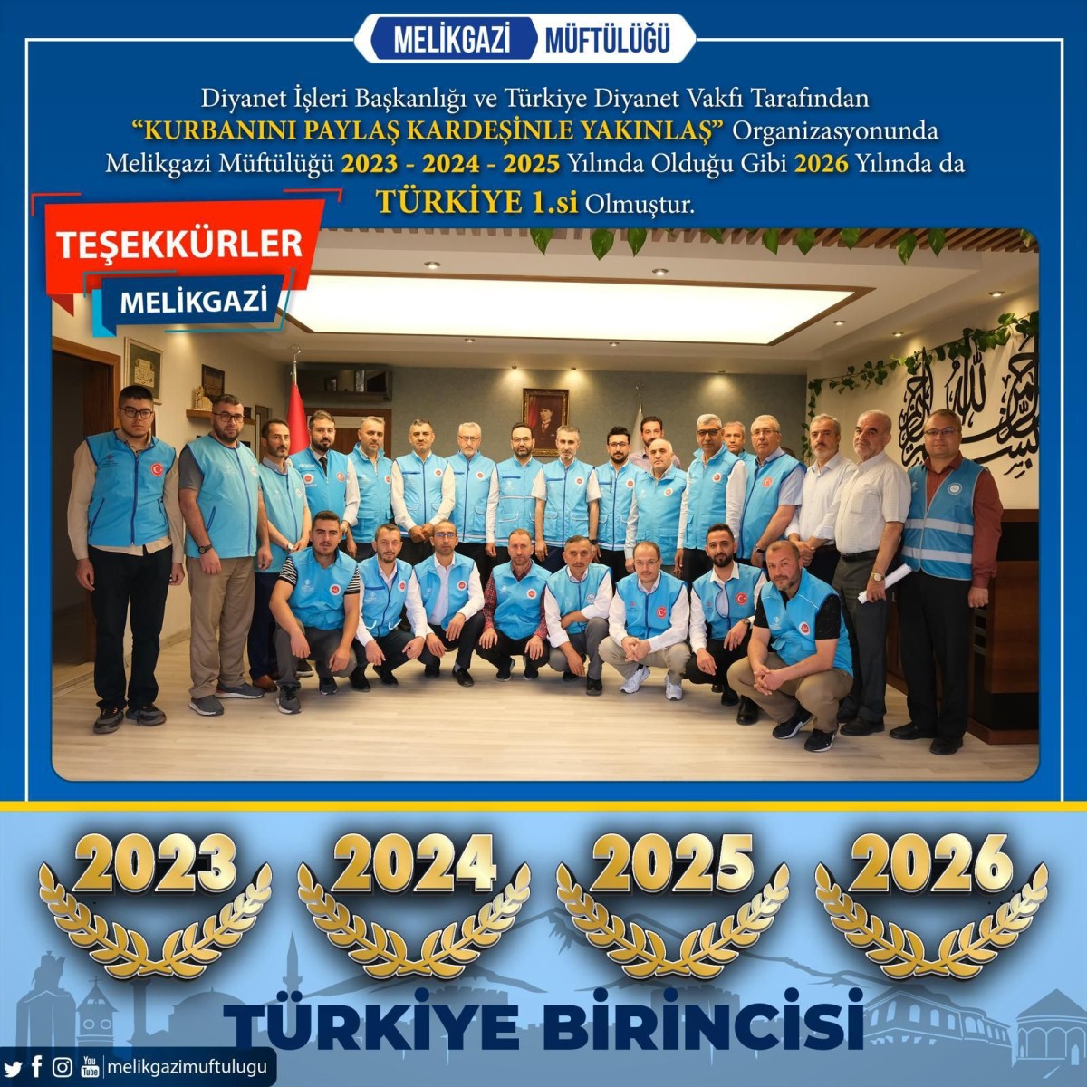 MELİKGAZİ MÜFTÜLÜĞÜ’NDEN TARİHİ BAŞARI