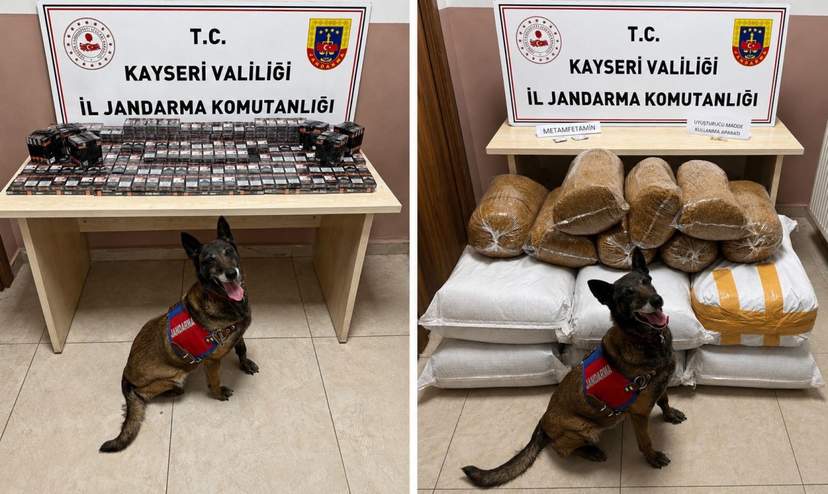 Jandarma gizlenen uyuşturucuyu köpekle  buldu
